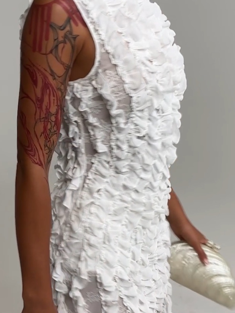 🔥🔥AKIRA White Ruffle Sleeveless Mini Dress